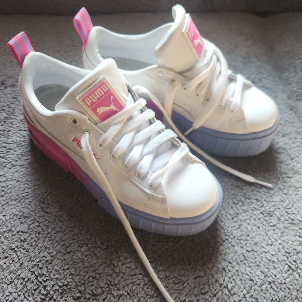 Puma White and Pink Athletic Shoes